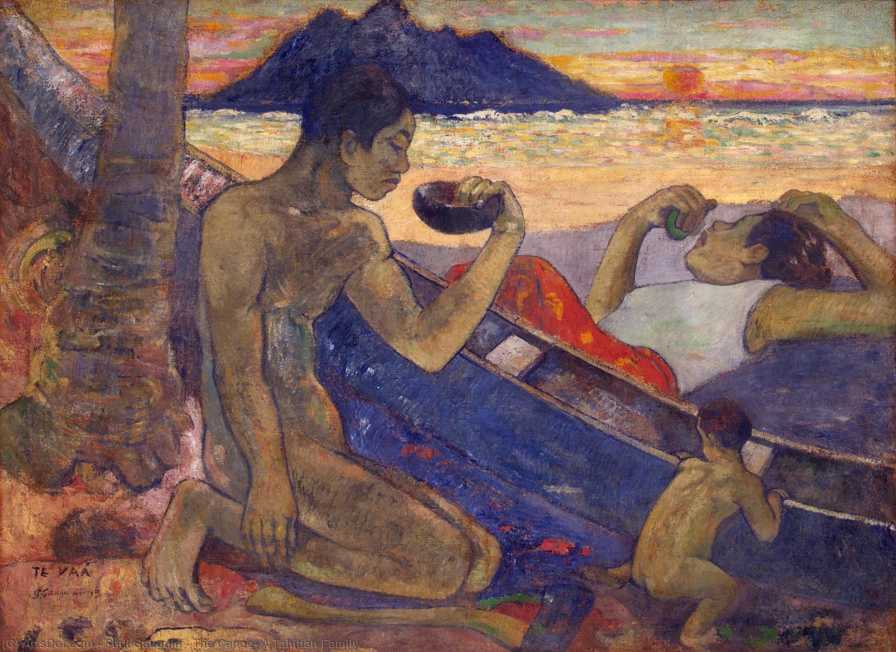 The Canoe: A Tahitian Family — Eugène Henri Paul Gauguin