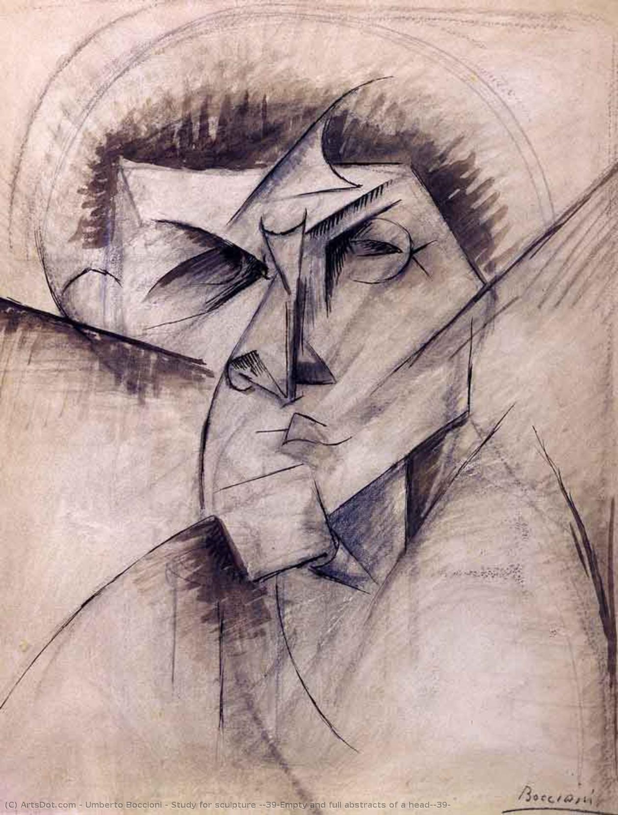 Study For Sculpture 'empty And Full Abstracts Of A Head' — Umberto Boccioni