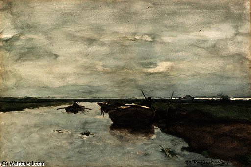 Boats On A Canal — Jan Weissenbruch