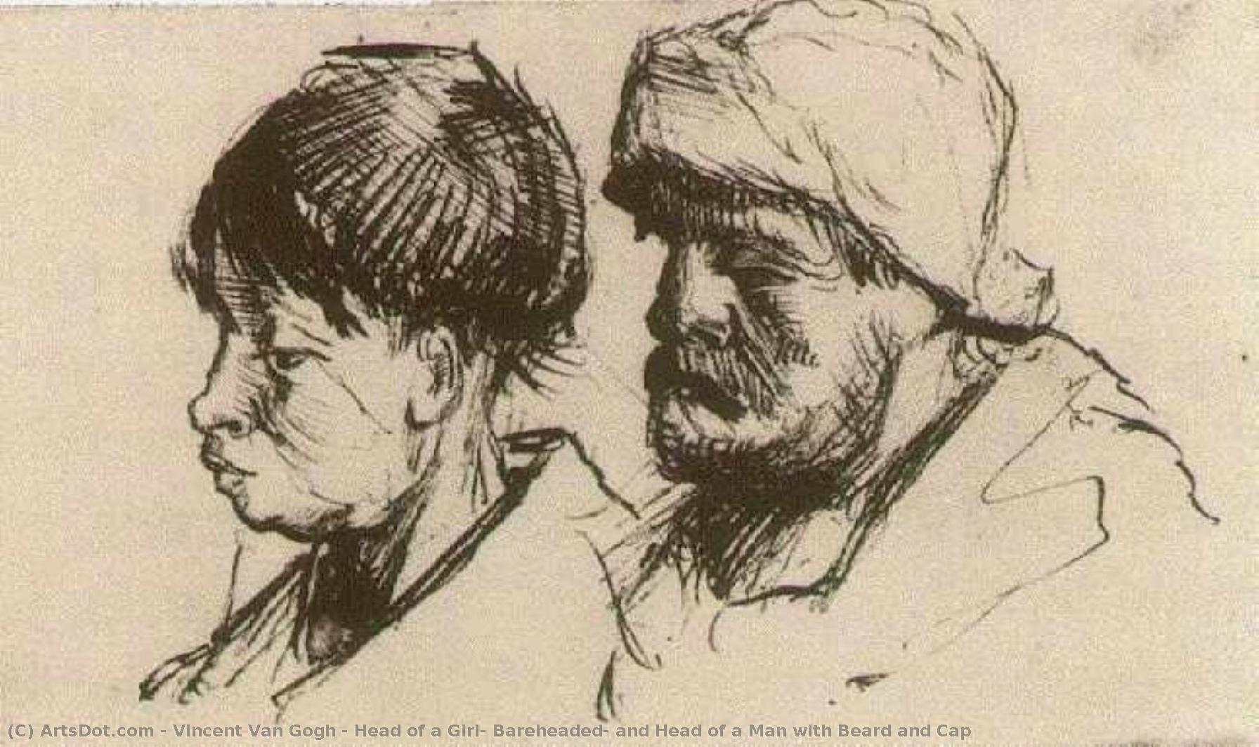 Kopf Einer Jungen Frau, Nackt Und Kopf Eines Mannes Mit Bart Und Hut — Vincent Willem Van Gogh