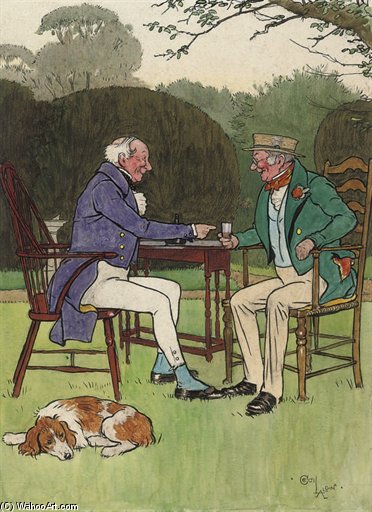 Two Gentlemen Enjoying A Drink In The Garden — Beatrice Parsons