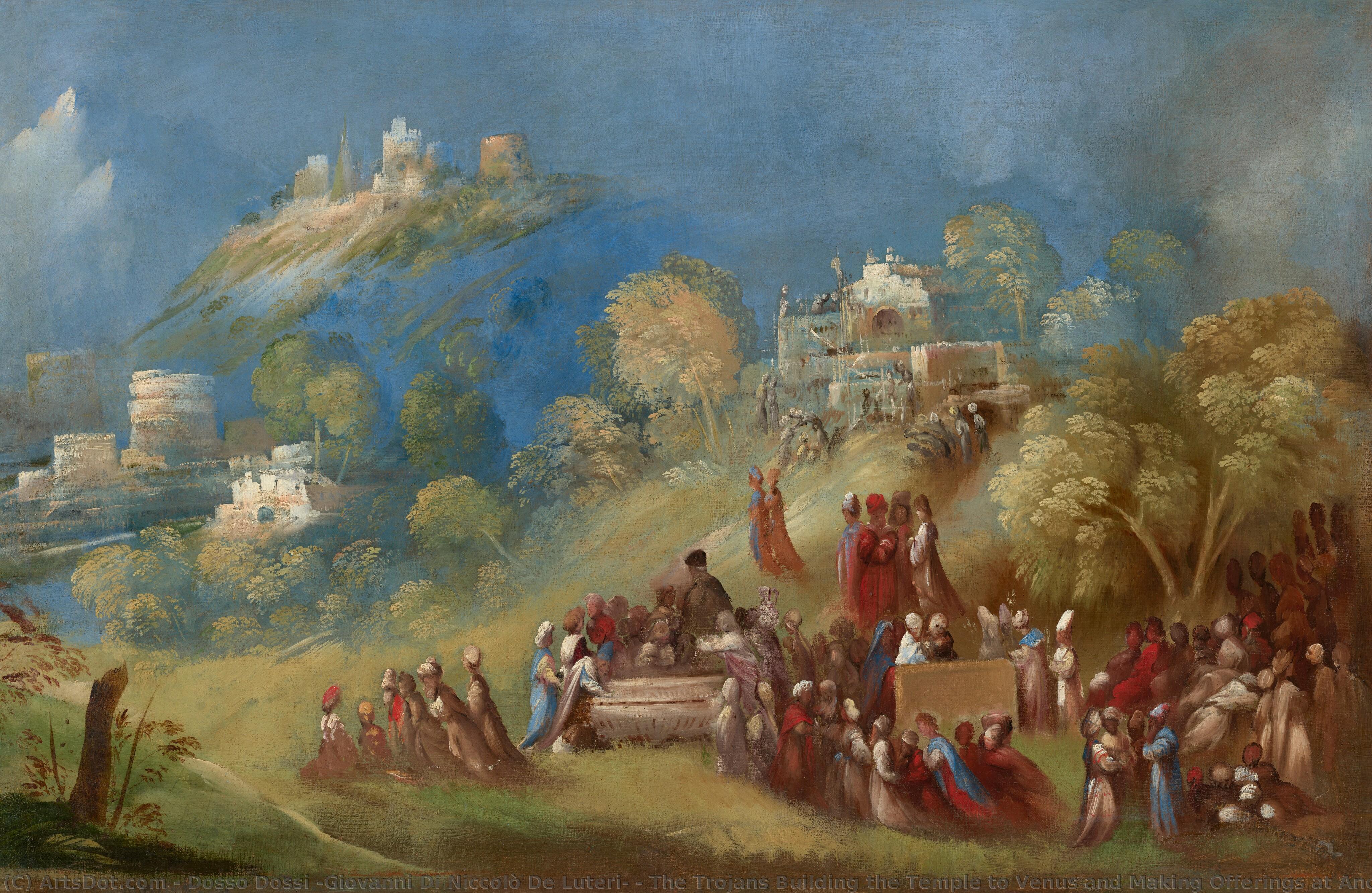 The Trojans Building The Temple To Venus And Making Offerings At Anchises's Grave In Sicily — Dosso Dossi (giovanni Di Niccolò De Luteri)