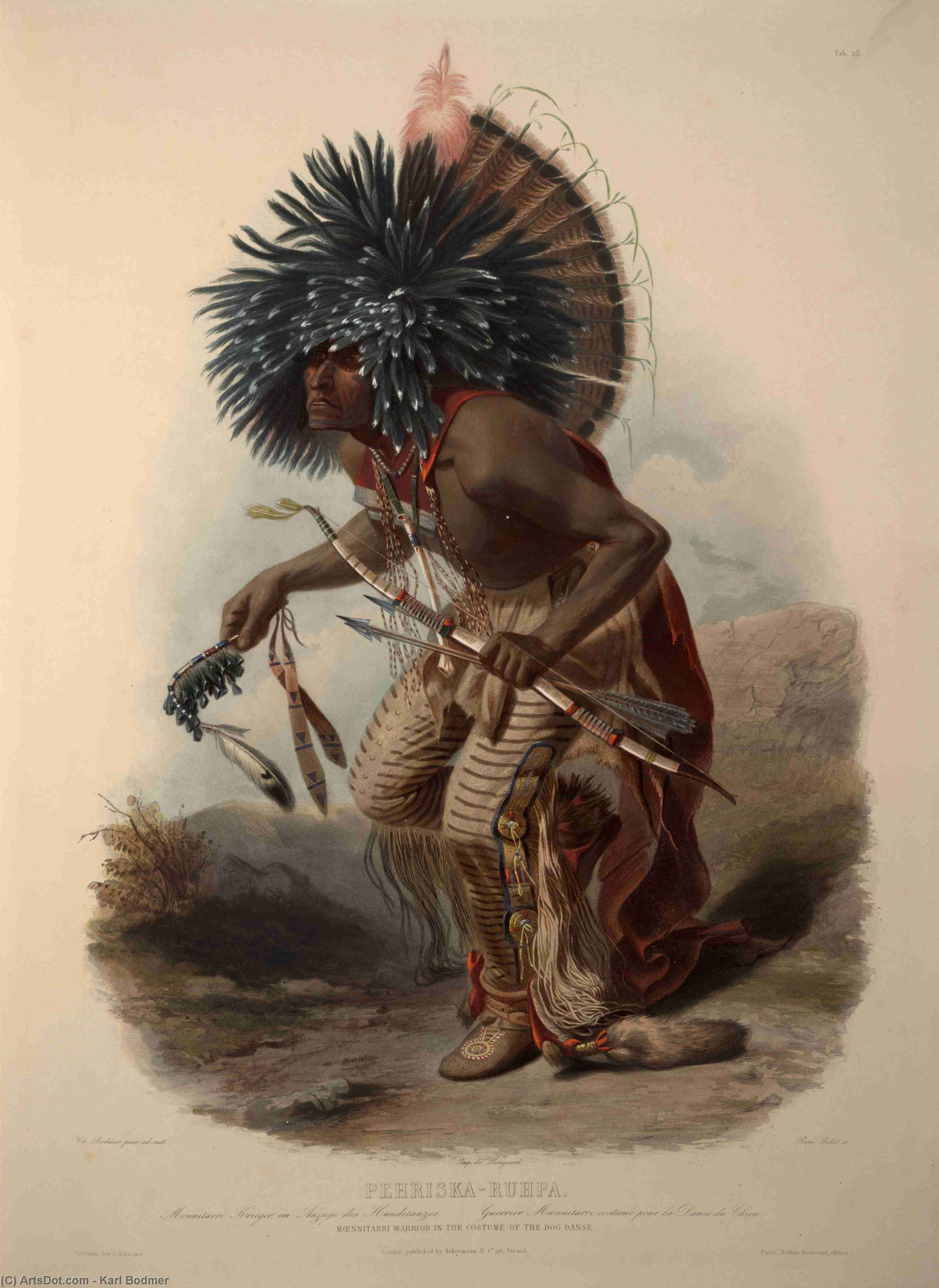 Moenitarri Warrior In The Costume Of The Dog Danse — Карл Бодмер