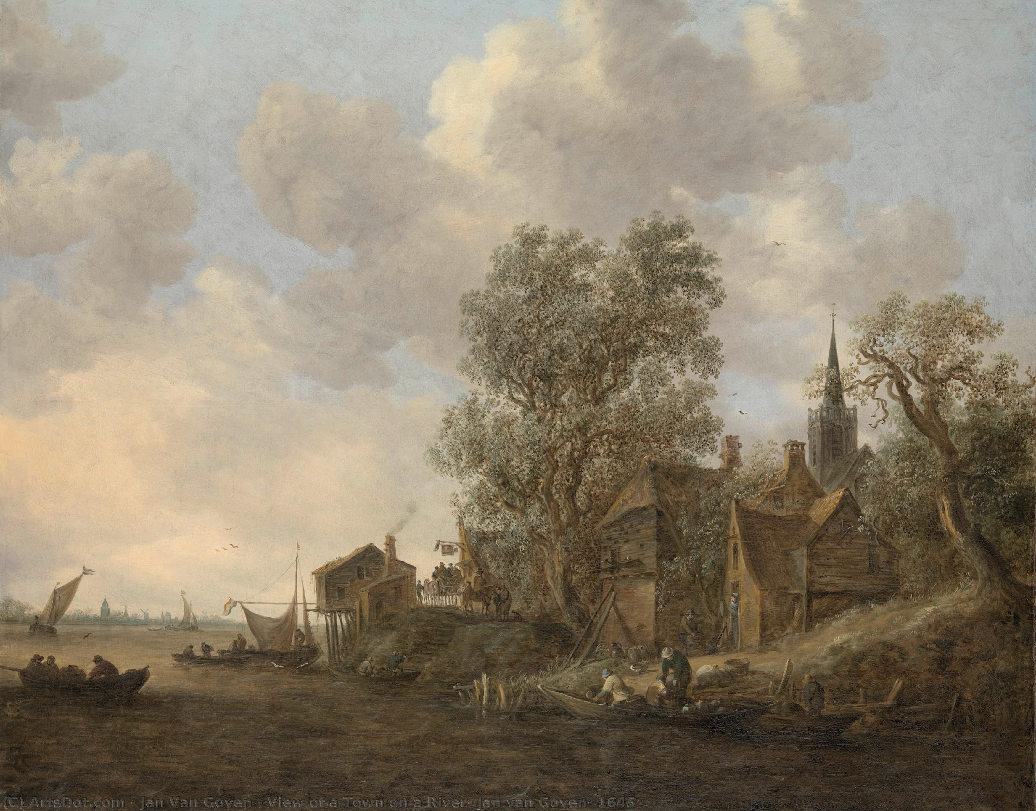 View Of A Town On A River, Jan Van Goyen, 1645 — Jan Jozefszoon Van Goyen