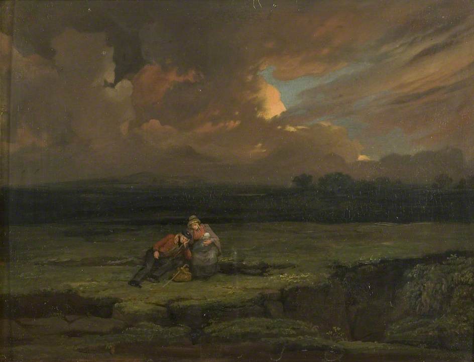 A Soldier And His Wife And Child In A Stormy Landscape — Edward Villiers Rippingille
