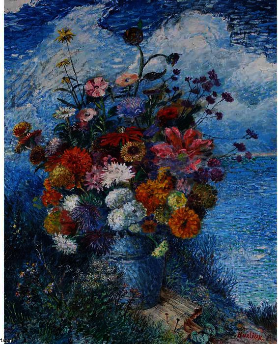 Floral Still Life By The Sea — David Davidovich Burliuk