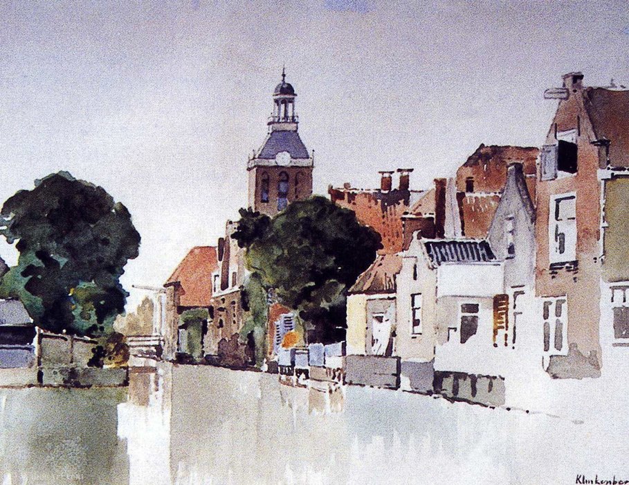 Canal In Meppel With Church — Johannes Christiaan Karel Klinkenberg