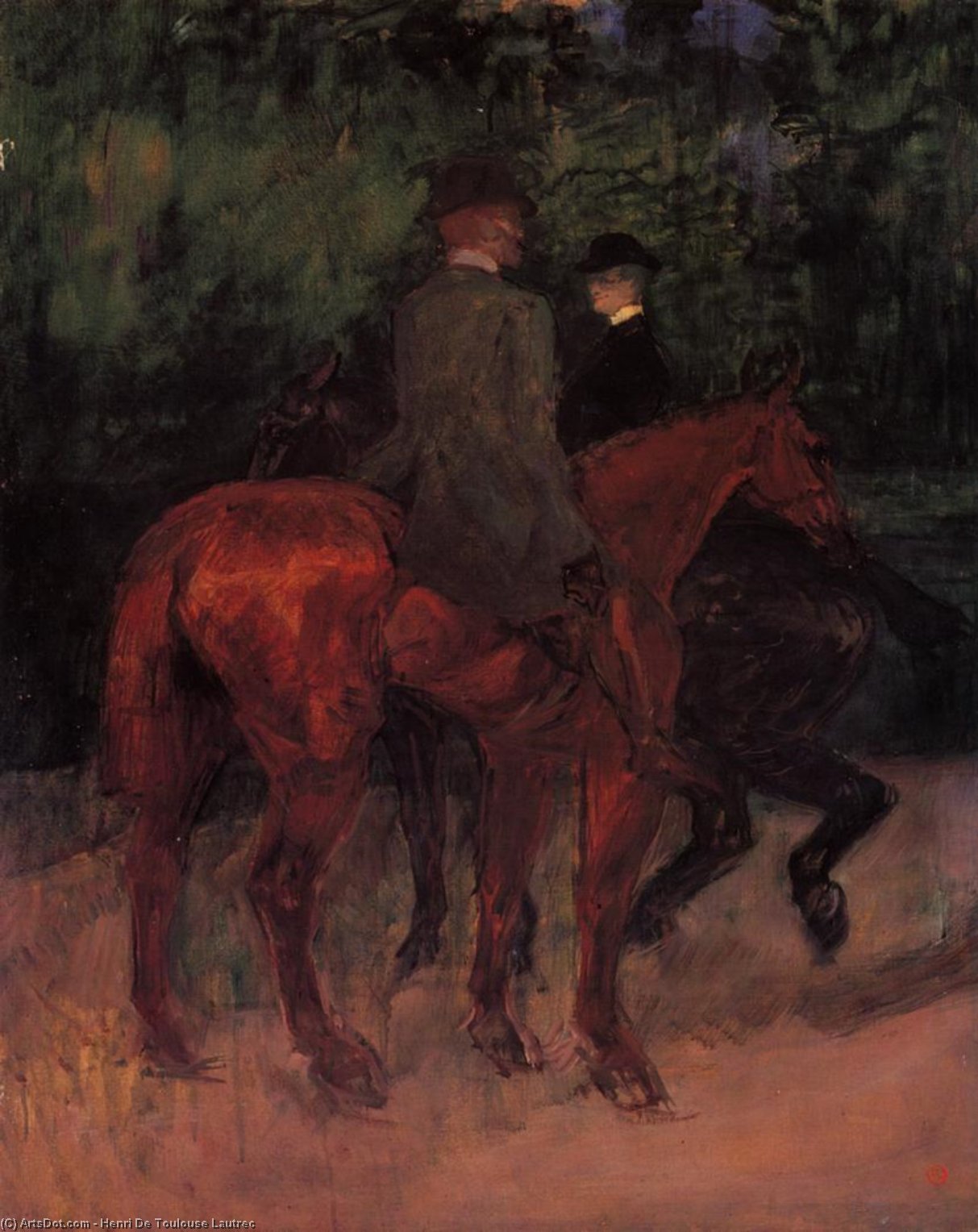 Mann Und Frau Reiten Durch Den Wald — Comte Henri Marie Raymond De Toulouse-lautrec-monfa