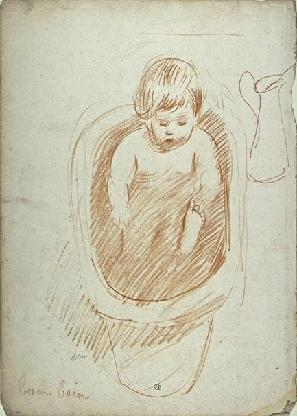 Paulette As A Baby, In The Bath — Paul César Helleu