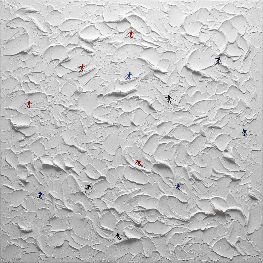 Ethereal White Relief With Solitary Figures In A Sculptural Abstract Landscape — David Moreau