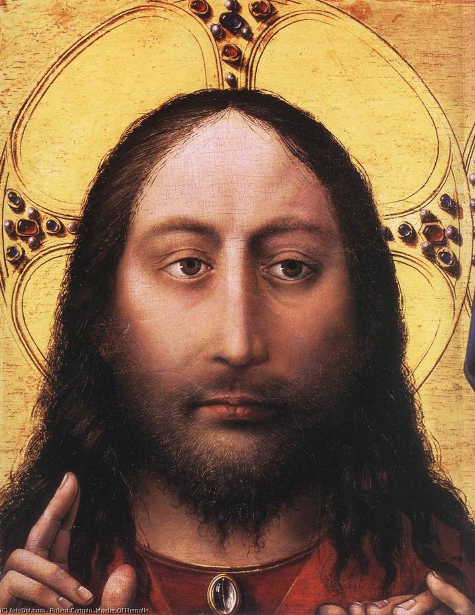 Blessing Christ And Praying Virgin (detail) — Robert Campin (master Of Flemalle)