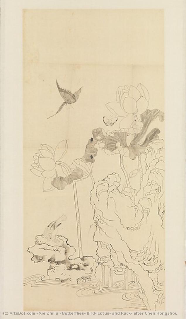 Butterflies, Bird, Lotus, And Rock, After Chen Hongshou — Xie Zhiliu