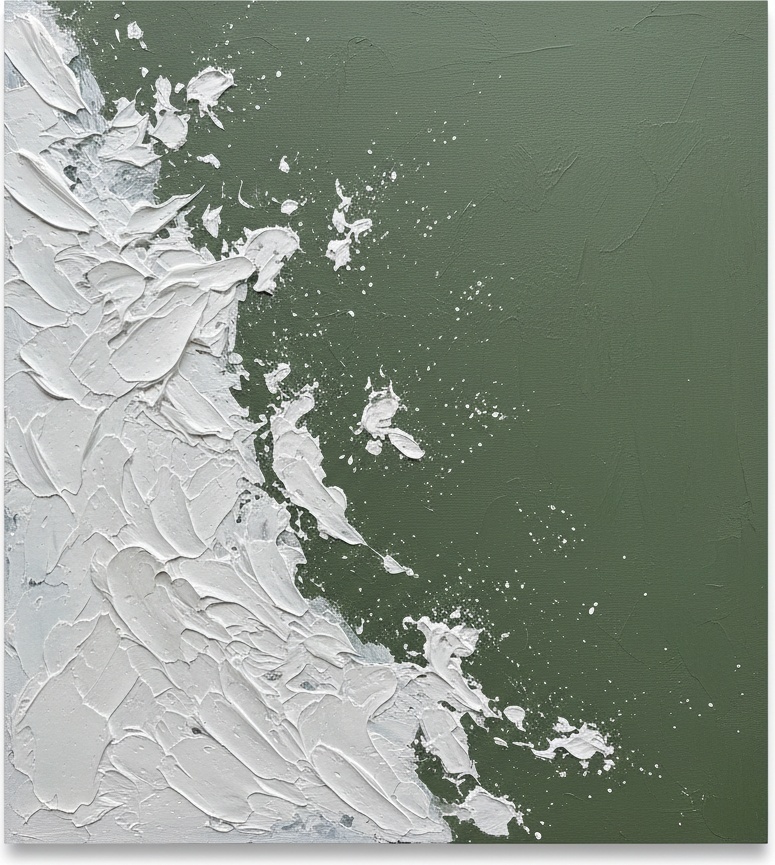 Fragmented Crest Of White Impasto Over An Infinite Olive Horizon — David Moreau