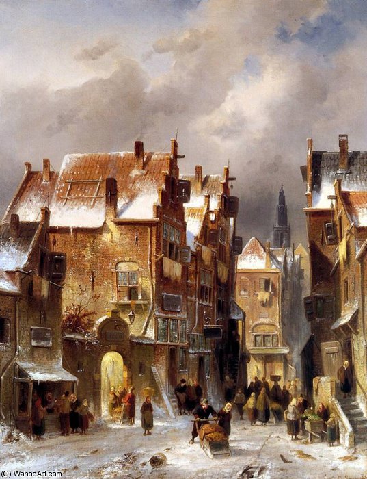 Street View In Winter — Charles Henri Joseph Leickert