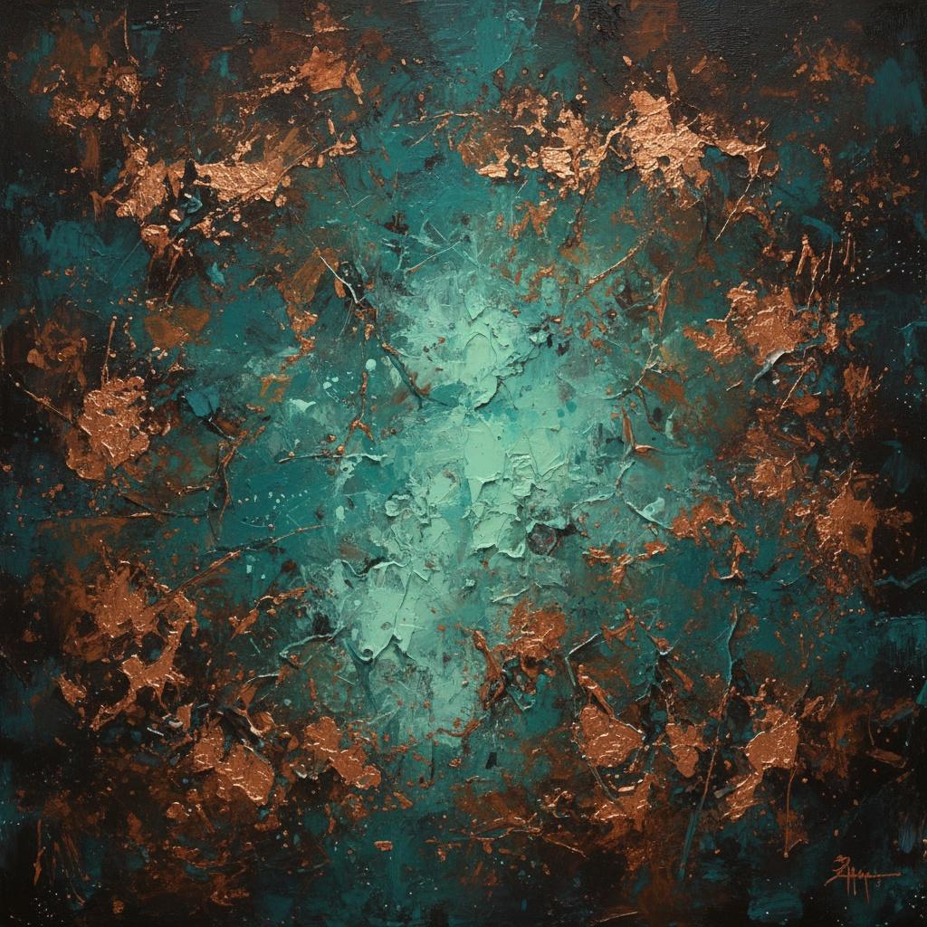 Himmlische Strahlkraft In Cyan Und Bronze: Eine Monumentale Studie Organischer Expansion — Christian Noiret