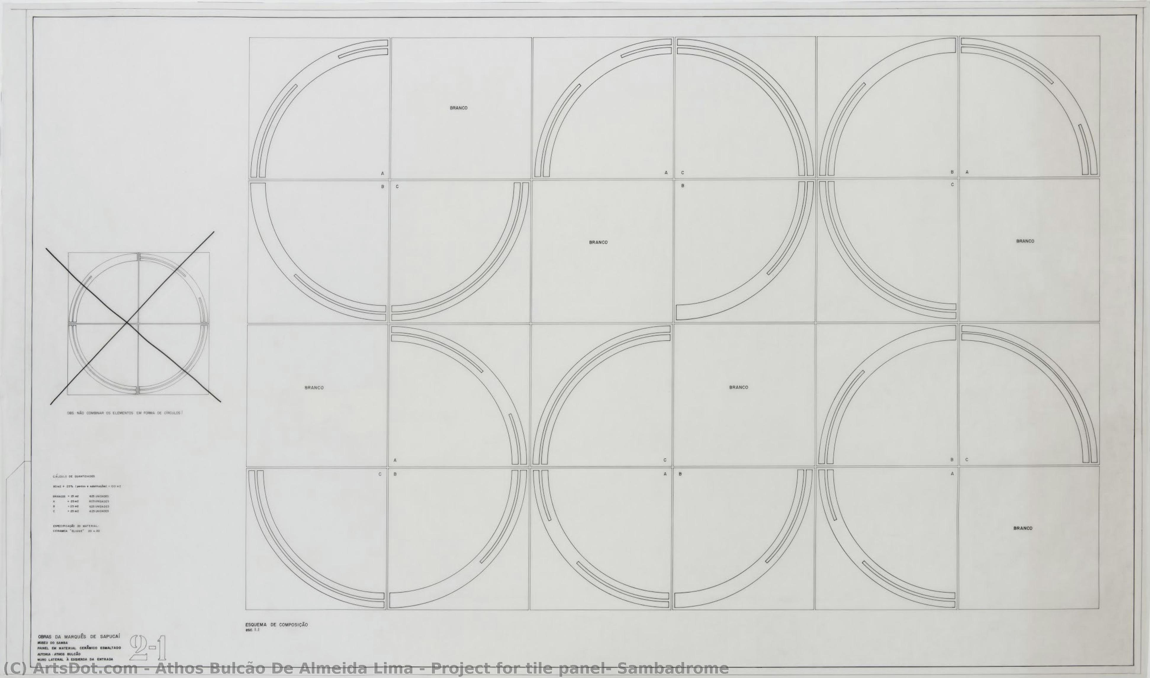 Project For Tile Panel, Sambadrome — Athos Bulcão De Almeida Lima
