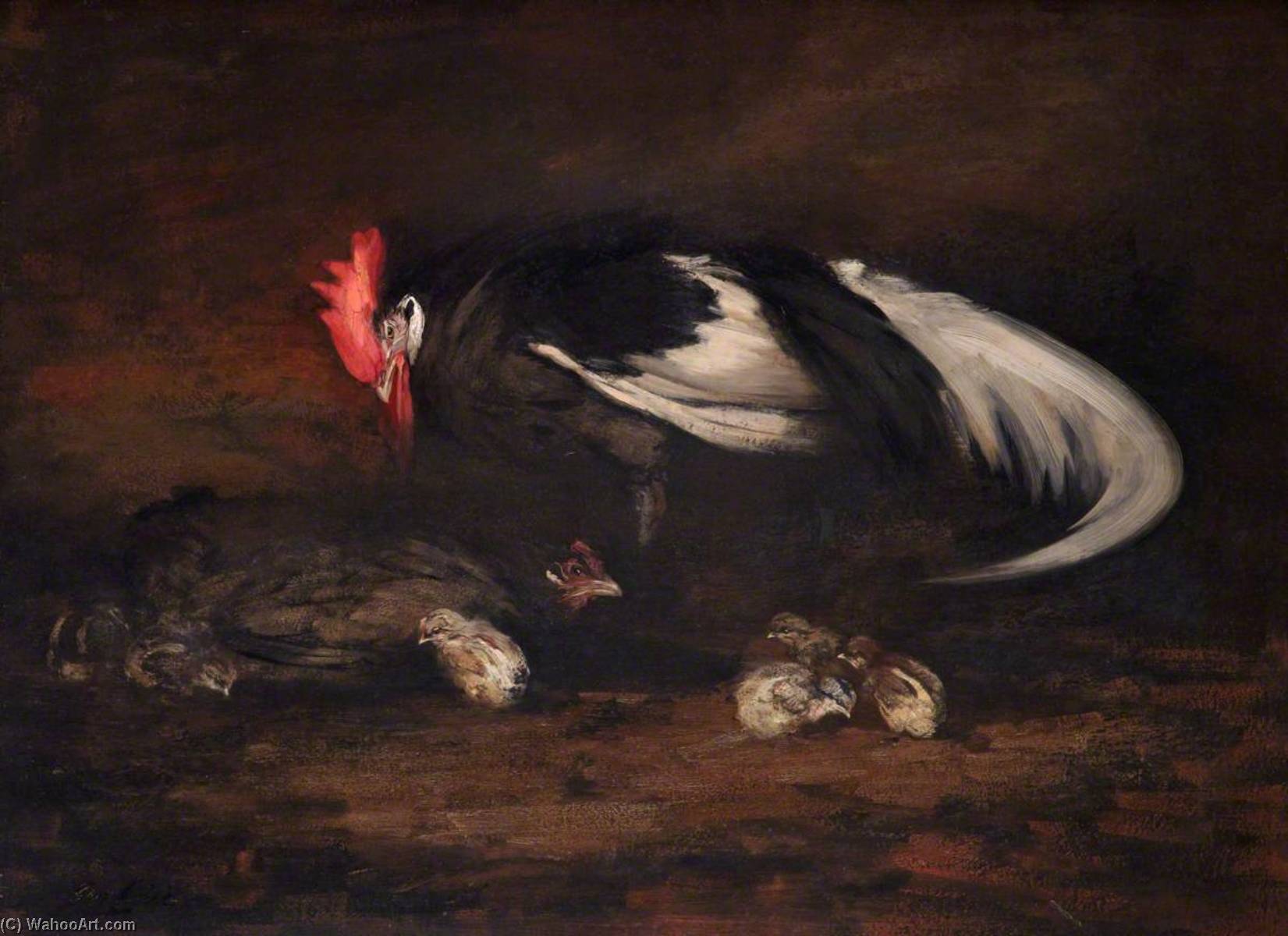 Cock, Hen And Chickens — George Pirie