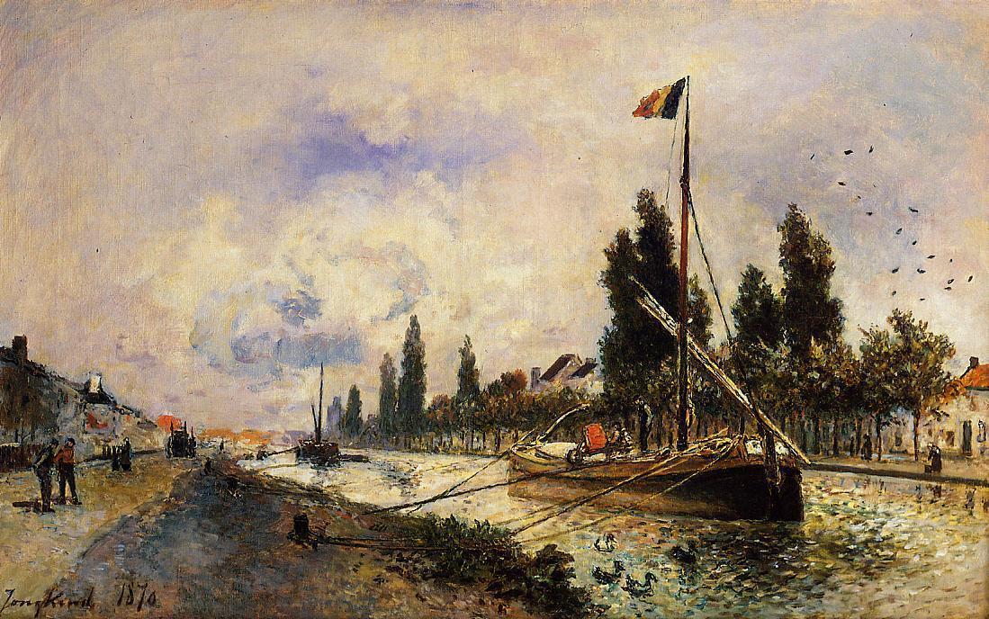 The Barge On The Canal Near Paris — Johan Barthold Jongkind