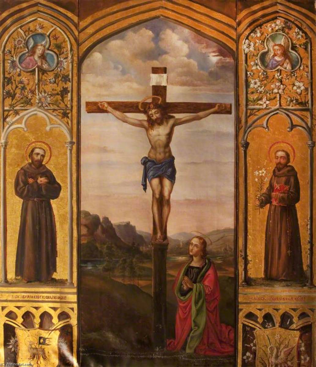 Triptych With Christ Crucified With Saint Mary Magdalen And Saints Francis And Anthony Of Padua (after Pietro Perugino) — Rebecca Dulcibella Orpen
