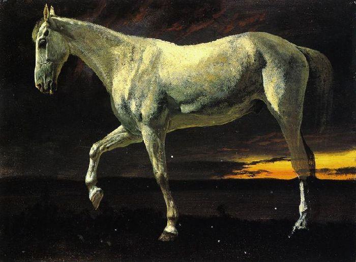 White Horse And Sunset — Albert Bierstadt