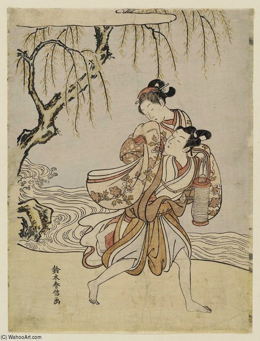 Parody Of The Akuta River Episode In Tales Of Ise — Suzuki Harunobu