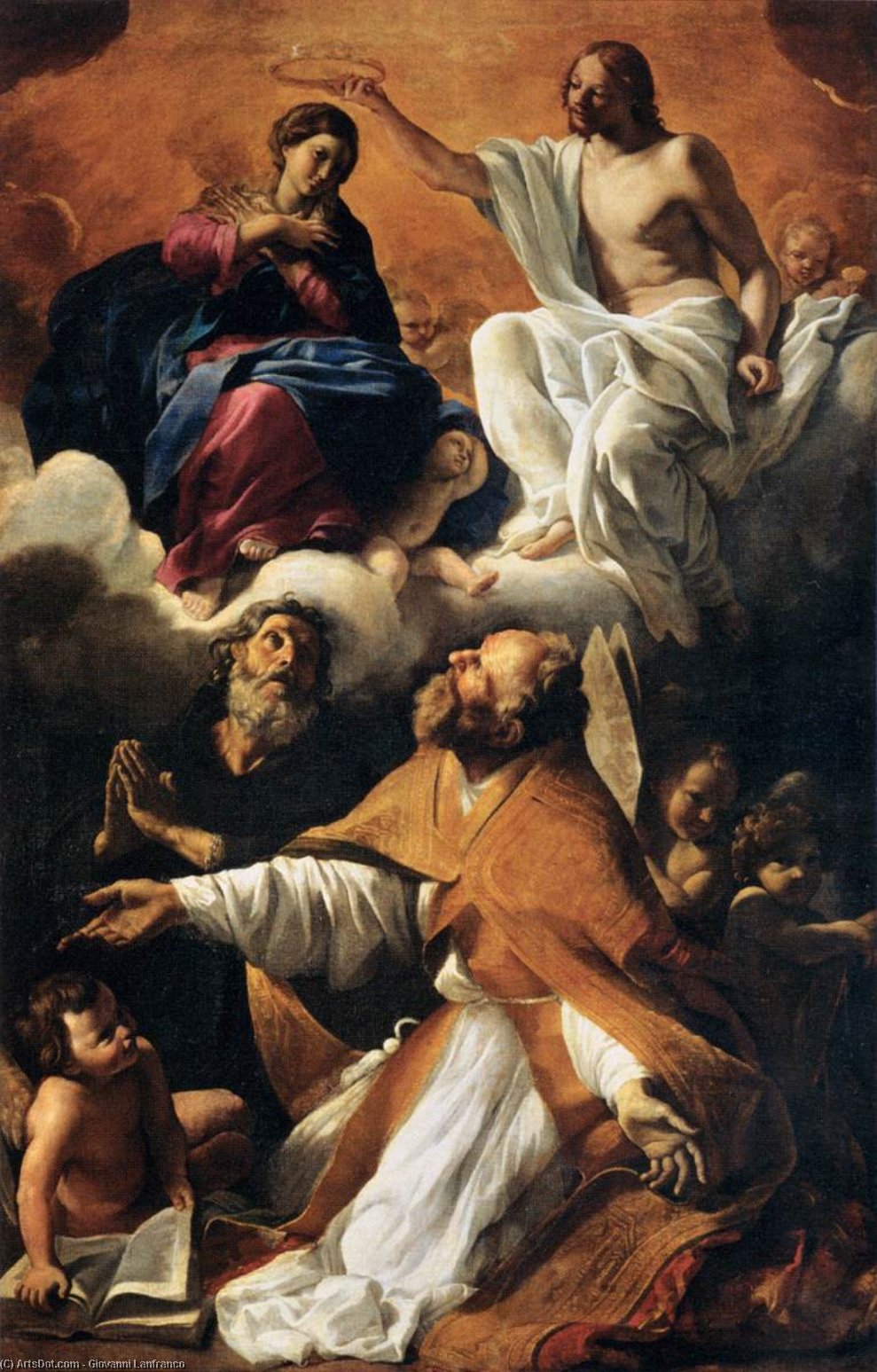 Coronation Of The Virgin With St Augustine And St William Of Aquitaine — Giovanni Lanfranco