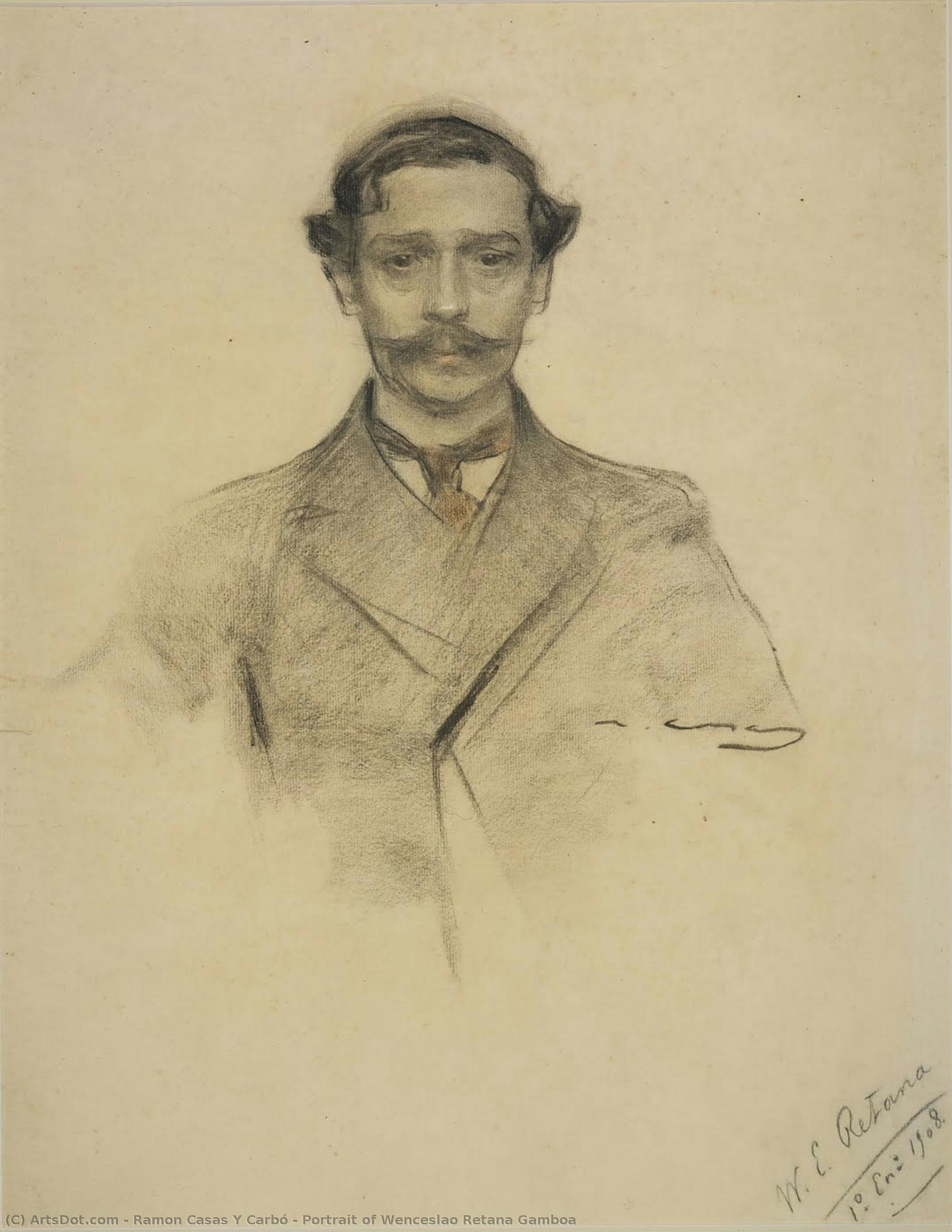 Portrait Of Wenceslao Retana Gamboa — Ramon Casas I Carbó