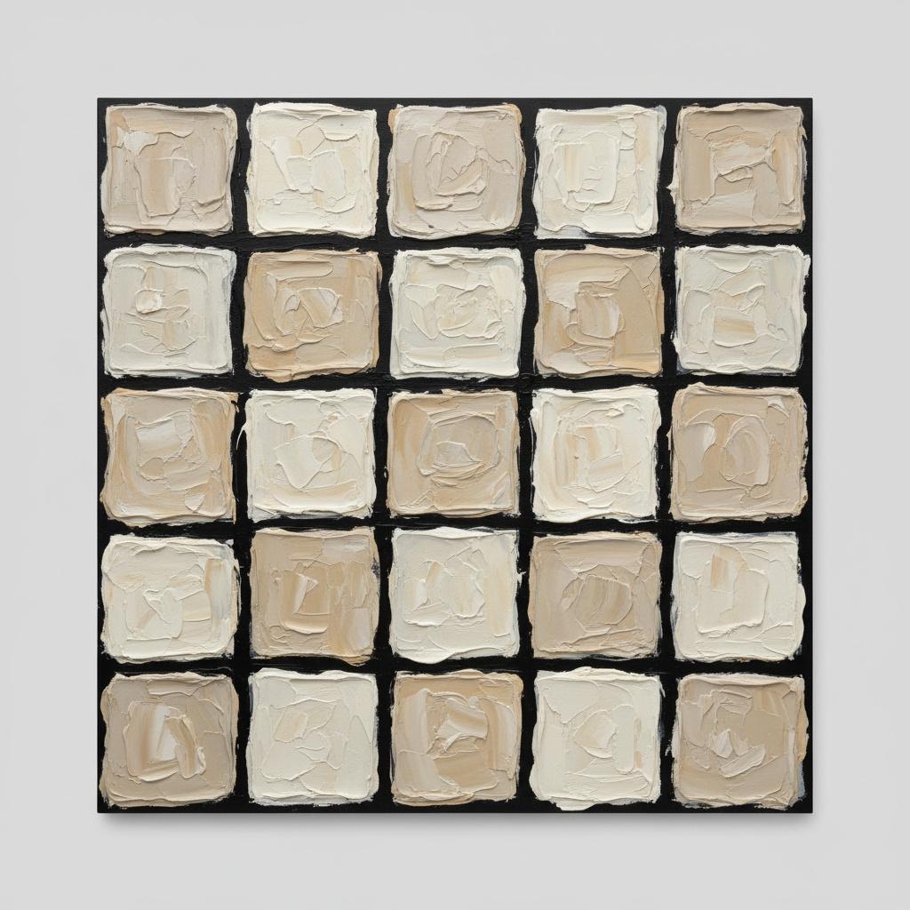 Monolithic Fragments In Sand And Cream: A Meditative Study Of Textured Grids — David Moreau