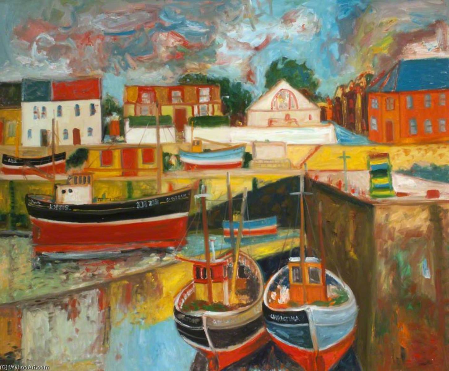 Harbour Scene With Boats — John Bellany