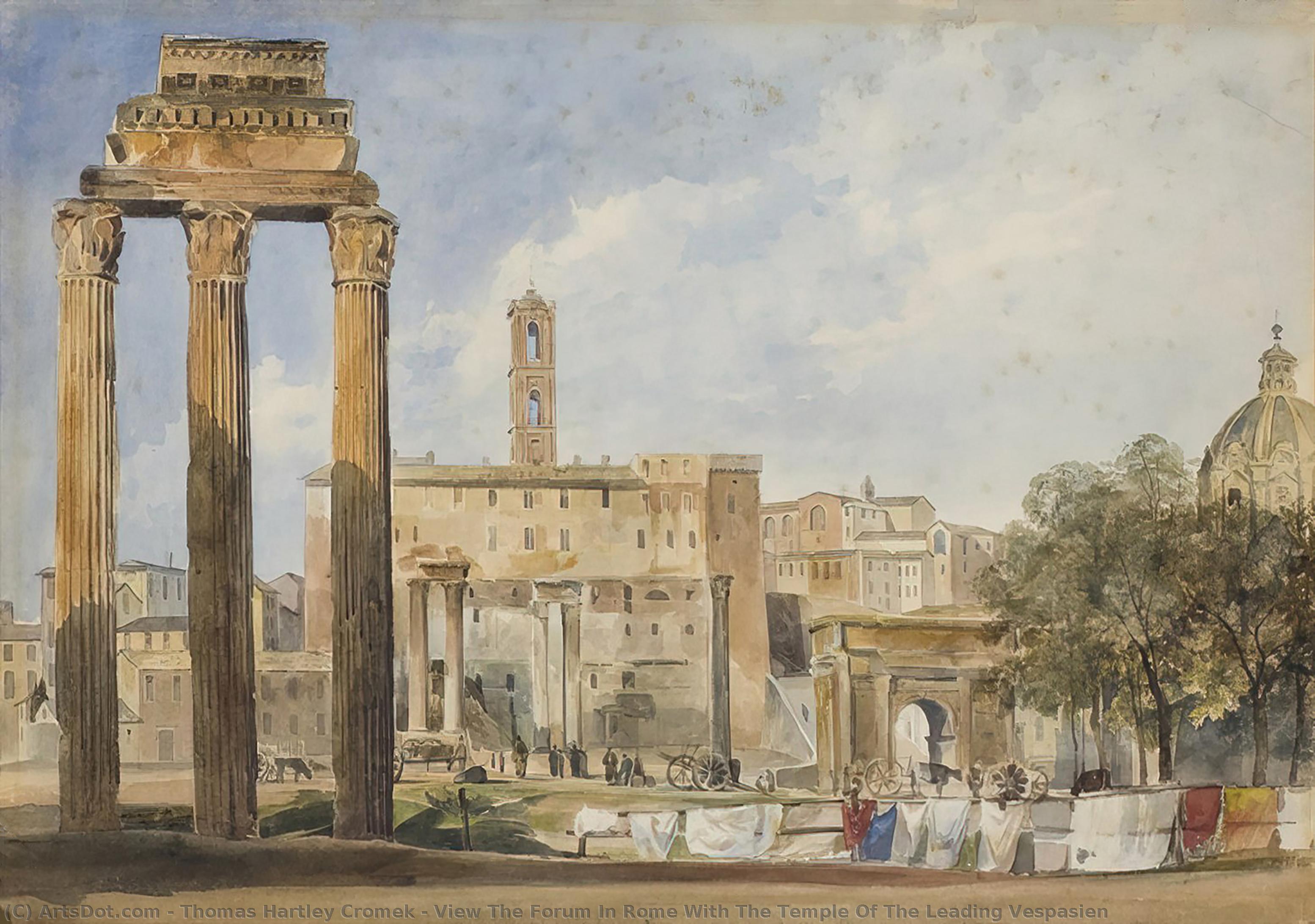 View The Forum In Rome With The Temple Of The Leading Vespasien — Thomas Hartley Cromek