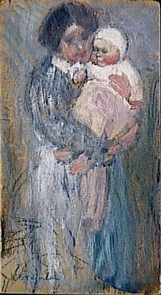 Femme Portant Un Enfant Dans Ses Bras — Theophile Alexandre Steinlen