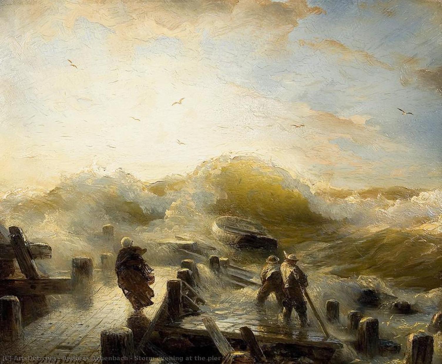 Storm Evening At The Pier — Андреас Аченбах