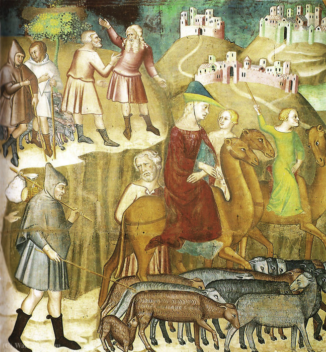 Abraham Is Divided By Lot In The Land Of Canaan, Fresco By Bartolo Di Fredi (duomo Di San Gimignano) — Bartolo Di Fredi