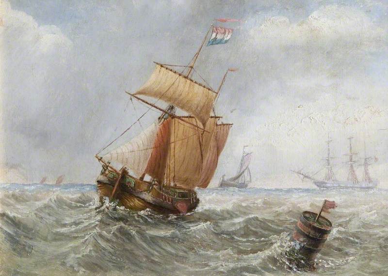 Two Masted Ship At Sea — William Richard Bunting