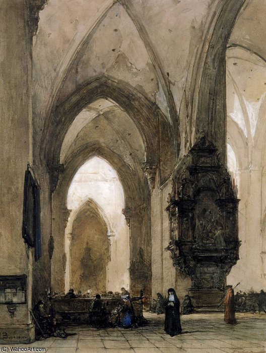 Interior Of Church In Trier Sun — Johannes Bosboom