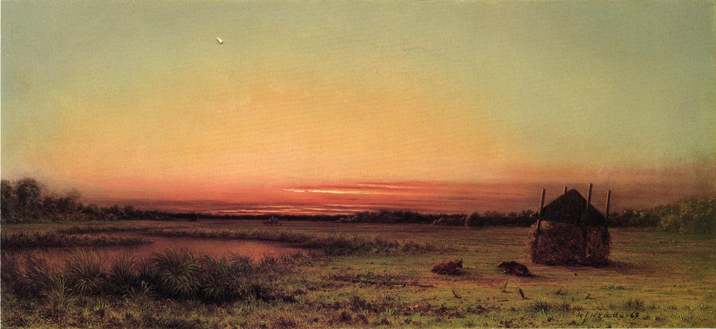 Marsh Scene: Two Cattle In A Field — Martin Johnson Heade