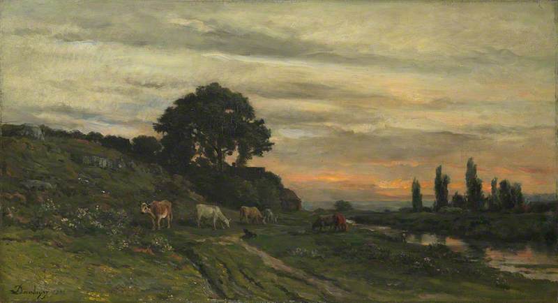Landscape With Cattle By A Stream — Charles-françois Daubigny