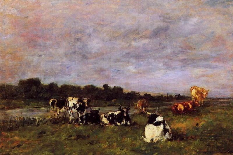 A Pasture On The Banks Of The Touques — Eugène Louis Boudin