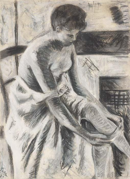Young Woman Putting On Her Stockings — Maximilien Luce