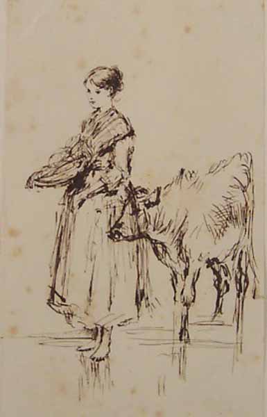 A Girl With A Calf — Myles Birket Foster