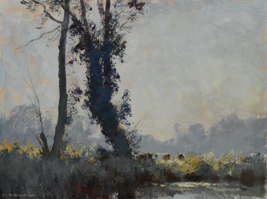 Trees And Cattle Near Barton Mills — エドワード・シーゴ