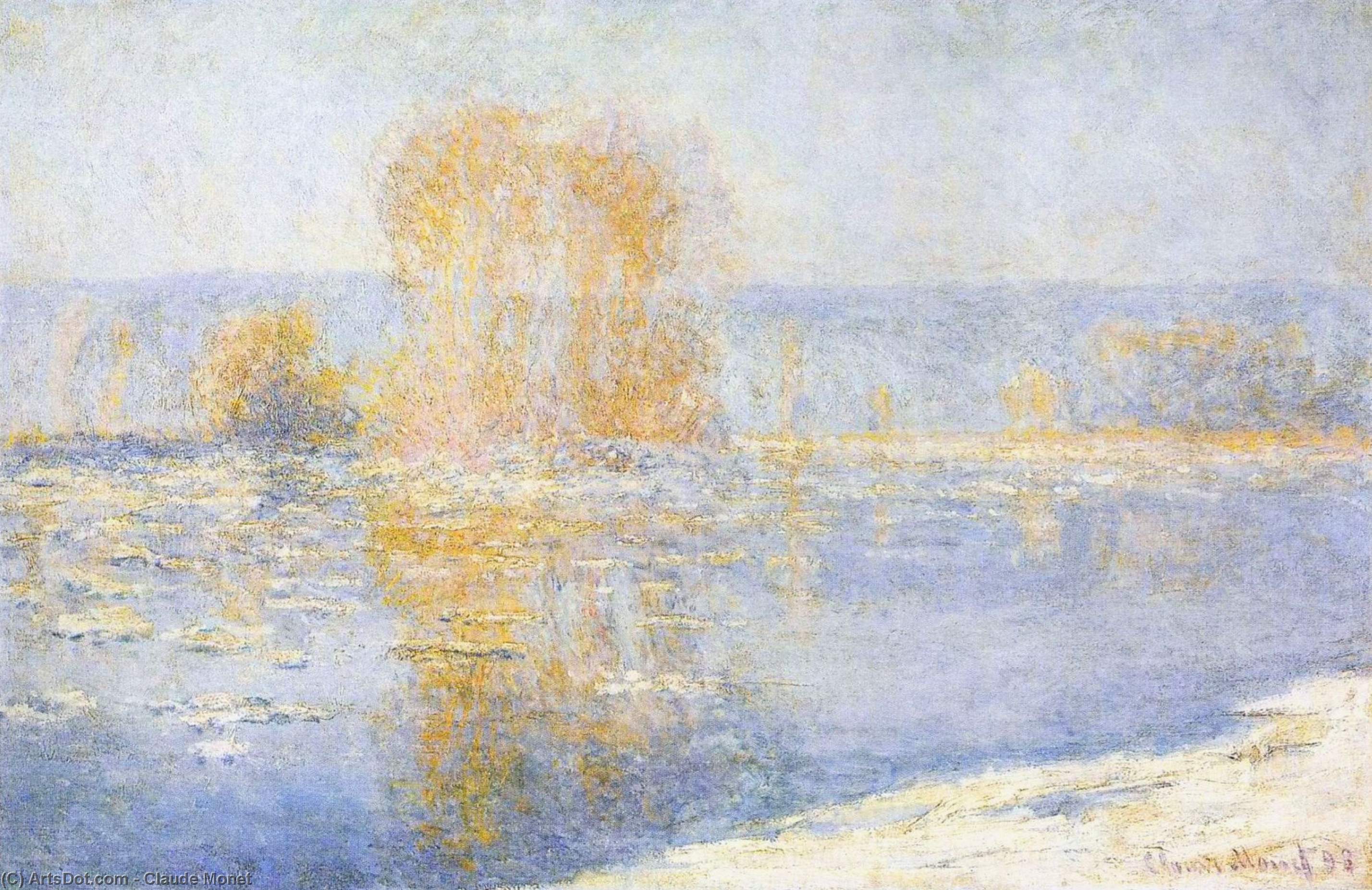 Floating Ice At Bennecourt — Claude Monet