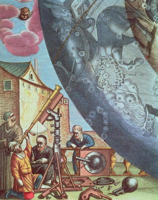 Astronomers Looking Through A Telescope — Andreas Cellarius