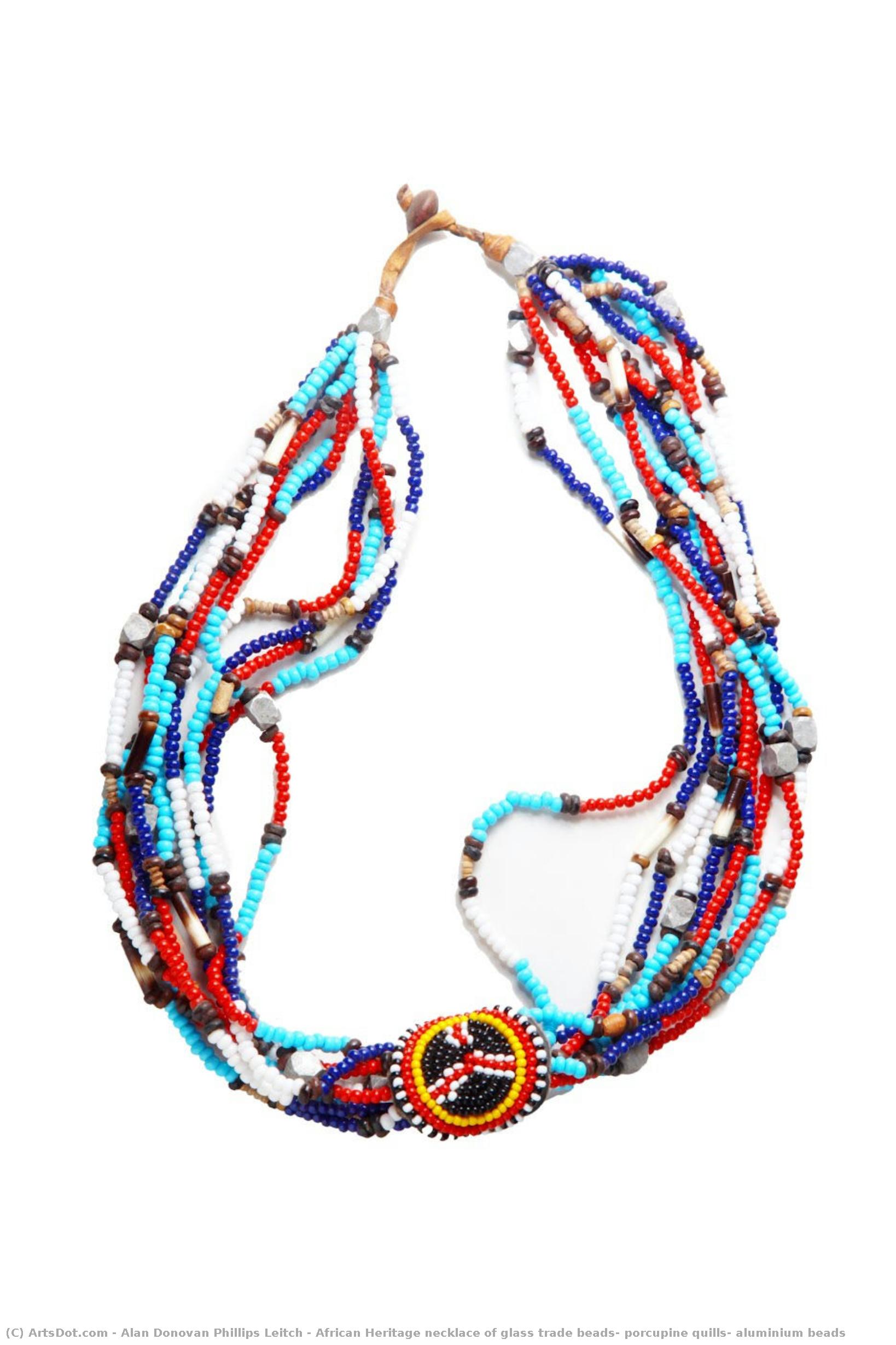 African Heritage Necklace Of Glass Trade Beads, Porcupine Quills, Aluminium Beads — Alan Donovan Phillips Leitch