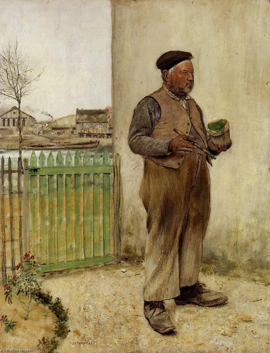 Man Having Just Painted His Fence — Jean-françois Raffaelli