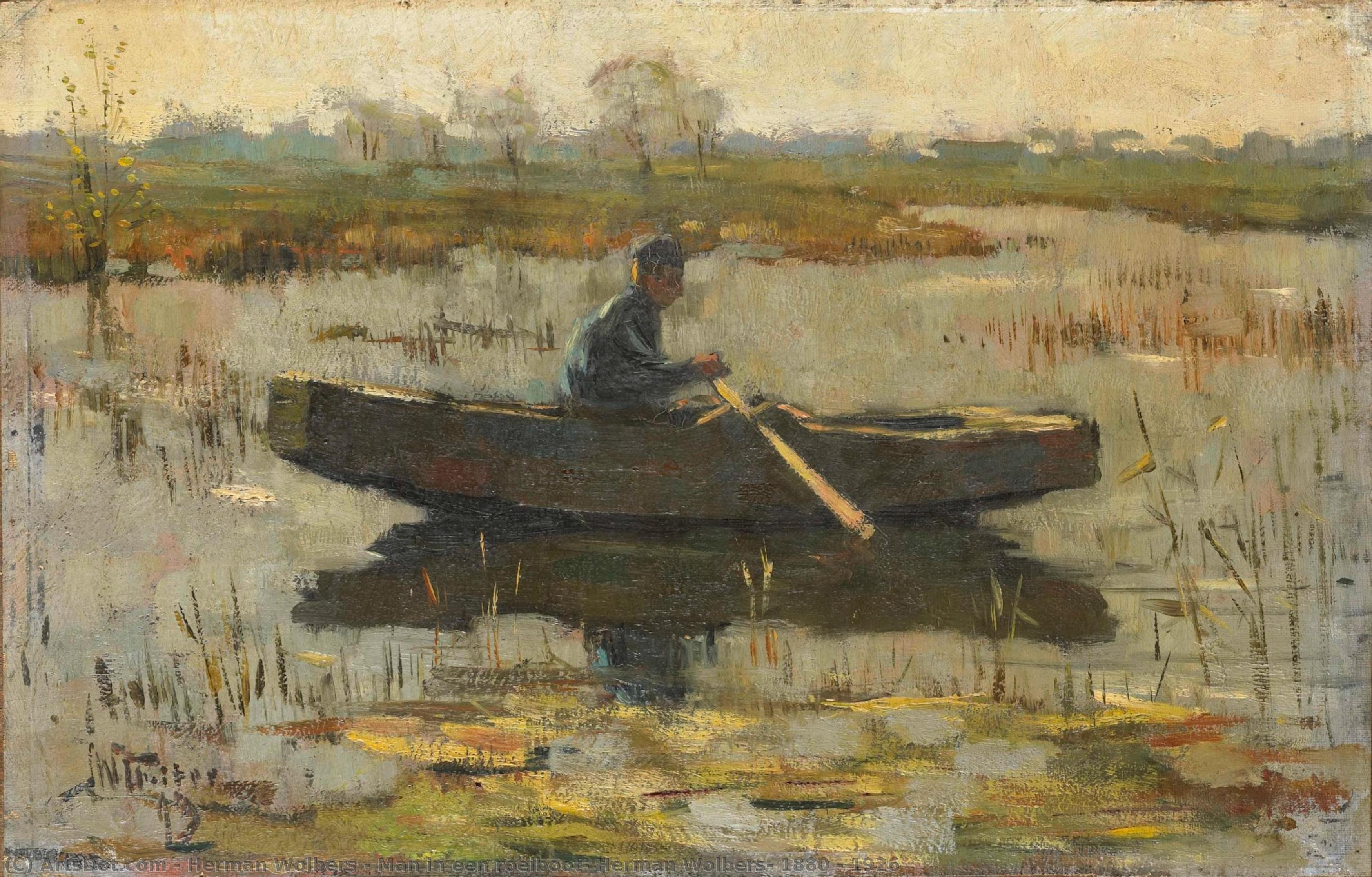 Man In Een Roeiboot, Herman Wolbers, 1880 - 1926 — Herman Wolbers