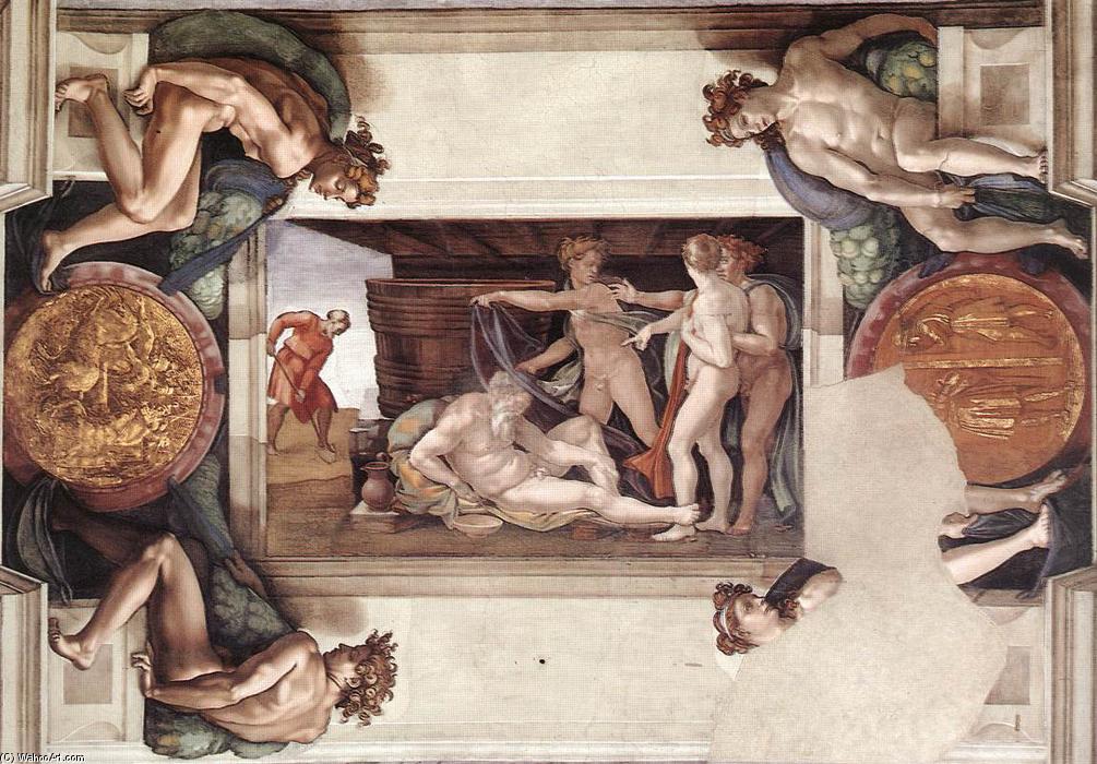 Drunkenness Of Noah (with Ignudi And Medallions) — Michelangelo Buonarroti