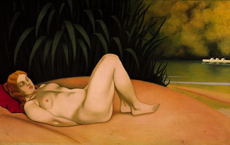 Femme Nue Dormant Au Bord De L'eau — Félix Vallotton