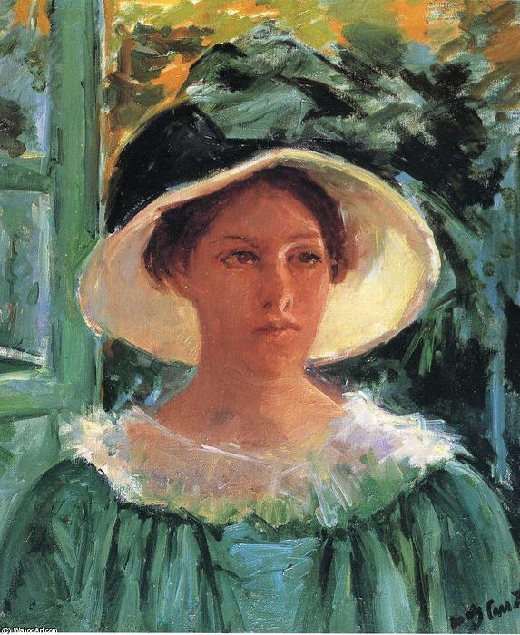 Young Woman In Green Outdoors In The Sun — Mary Stevenson Cassatt
