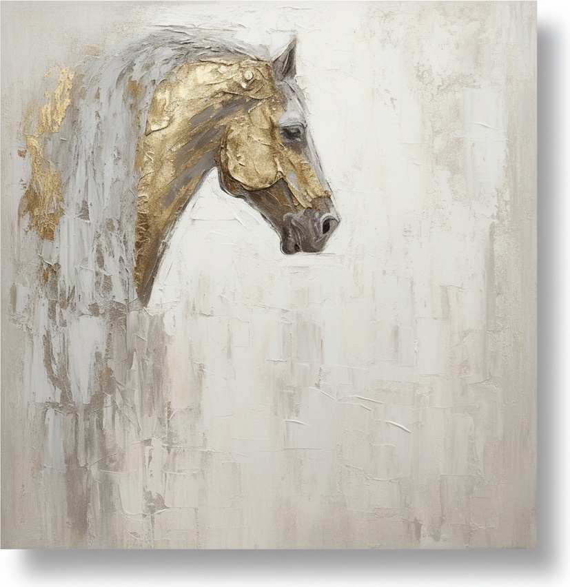 Vergoldete Equine Silhouette In Ätherischen Schichten Aus Gold Und Strukturierter Creme — Christian Noiret